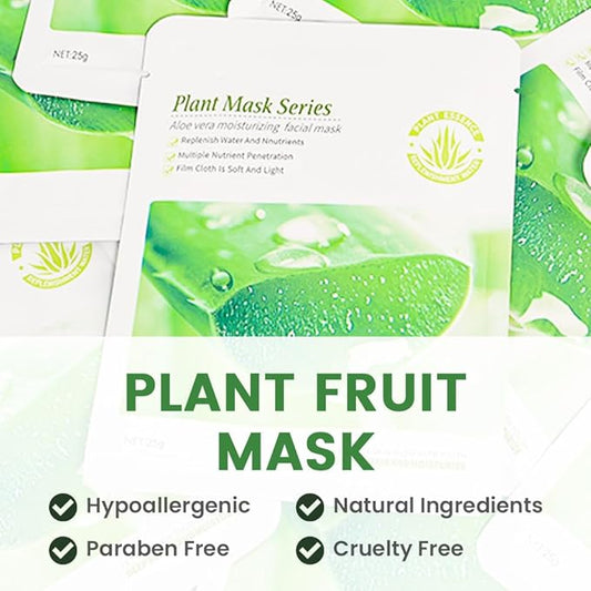 8 Pack Aloe Vera Face Sheet Mask Skincare,Hydrating Face Mask For Sensitive Skin,Moisturize,Soothing,Nourish for All Skin Types,Natural Spa Party Facial Mask Skincare Set for Women Men Girls