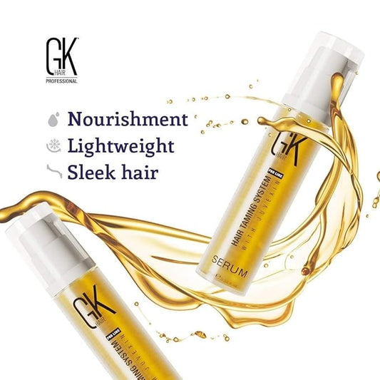 GK HAIR Global Keratin 100% Organic Argan Oil Frizz Control Serum (10ml) & (100ml) for Smoothing Nourishing Heat Protection – Enhance Shine & Restore Healthy Radiance