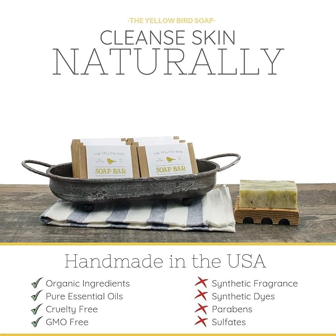 The Yellow Bird Dead Sea Mud Soap Bar - With Exfoliating Pumice Scrub & Detoxifying Charcoal. Organic & Natural Essential Oils. Made in USA for Men and Women. Face, Hand, Body Soap