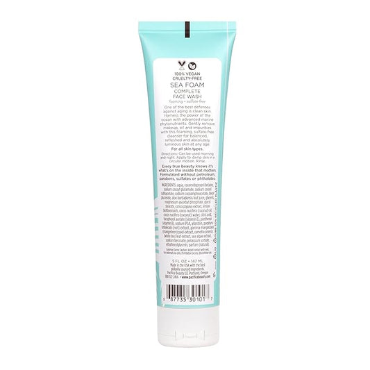 Pacifica Beauty Complete Face Wash, Gentle Daily Facial Cleanser for All Skin Types, Removes Makeup, Oil & Dirt, Sea Foam, 5 oz, 2 Pack