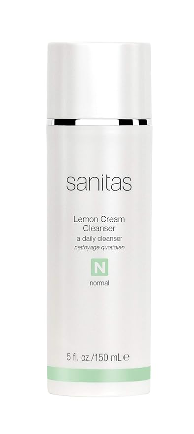 Sanitas Skincare Lemon Cream Cleanser, Enriching Cleanser, Vitamin C, Vitamin E, Jojoba Oil, 5 Ounces