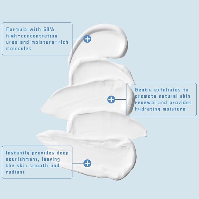 Urea Cream 60 Percent treatment Lotion 10.1 Oz Foot Hand Cream For Dry Skin Maximum Strength Softens Cracked Heel Calluses & Thick Toenails with 2% Salicylic Acid For Feet, Elbows, Hands and Knees