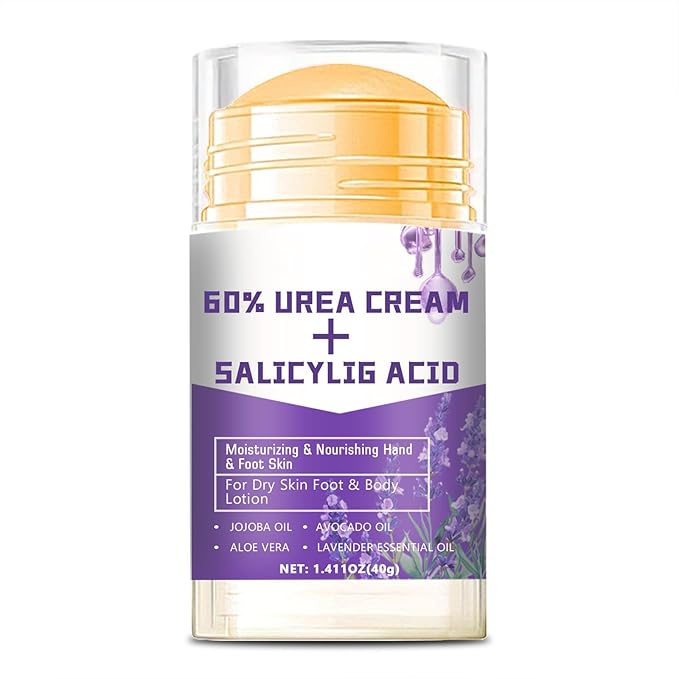 60% Urea Cream - 1.41 oz Lavender Foot Hand Cream Stick for Dry & Cracked Feet Elbows Knees Heels Hands, Hydrates & Nourish Foot Care for Softening and Moisturizing, Removing Calloused Skin