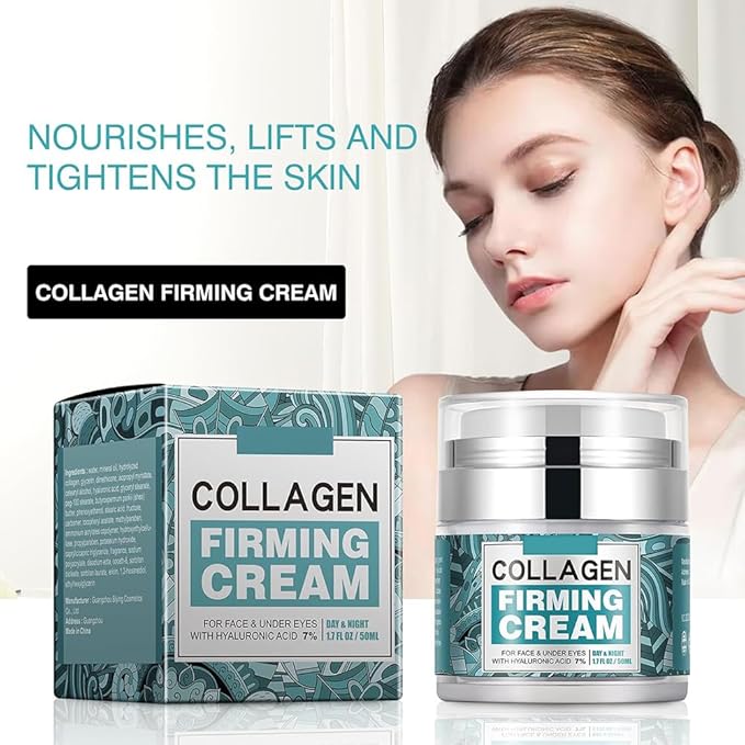 Collagen Cream for Face with Stem Cells Retinol Hyaluronic Acid Niacinamide for All Skin Types, Anti Wrinkle Cream for Women and Men, Skin Tightening & Firming and Neck, Hydrating Face Cream