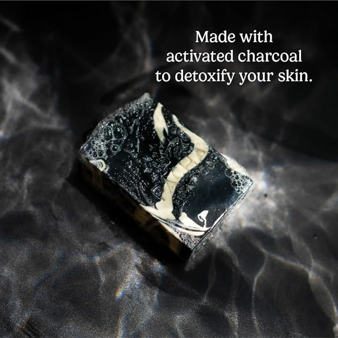 Pacha Soap Co. Bar Soap - Premium, Handcrafted, Hydrating, Natural Face Wash, Hand Cleanser, Body Wash, Soothing Essential Oils (Clarifying Charcoal, 5-Pack, 4 oz ea)