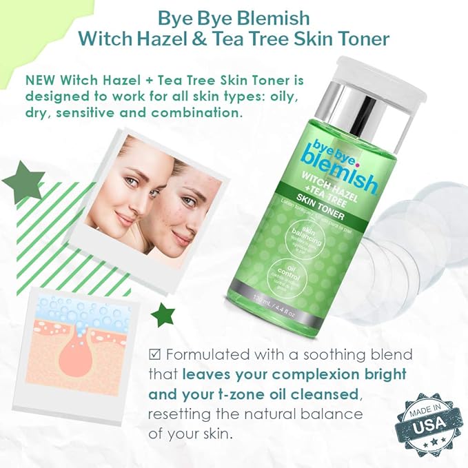 Bye Bye Blemish Witch Hazel + Tea Tree Blemish Toner, 4.4 fl oz