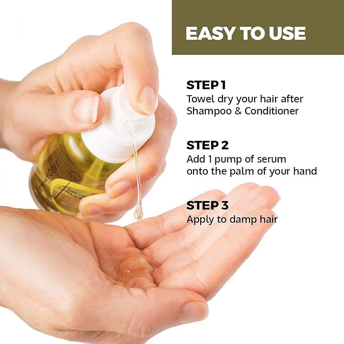 Coconut & Argan Oil Hairs Serum a Natural Leave In Conditioner Boosted with Vitamin E, Birrea Seed, and silk Protein - Revitalize & Detangle for a Smooth and shiny Look - 50ml (3 Pack)