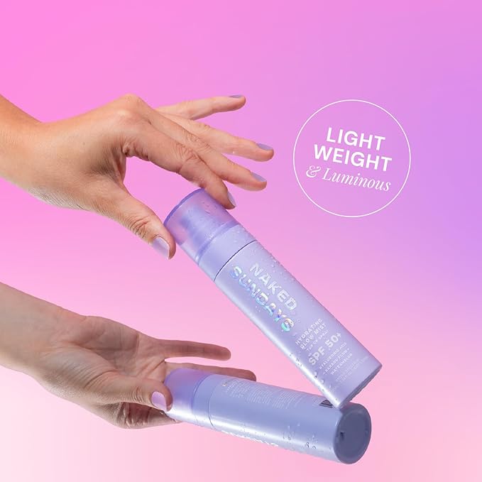 Naked Sundays SPF 50 Hydrating Glow Face Mist, Daily Facial Setting Spray & Sunscreen for Healthy Skin, Lightweight & Non-Greasy, with Hyaluronic Acid for All Skin Types, Makeup-Friendly(75ml)