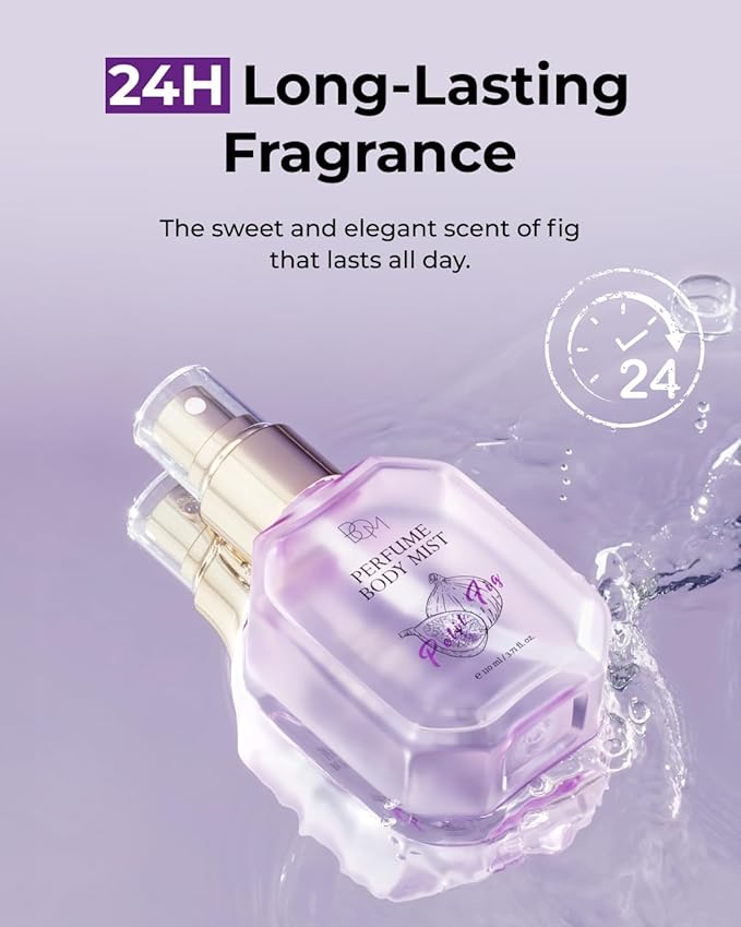 BOM Petit Fig Perfume Body Mist 3.71 Fl Oz, Fig Scented Fine Mist with Hyaluronic Acid, Niacinamide & Vitamin C, Hydrating, Lightweight Spray with Long-Lasting Fragrance, Korean Skincare