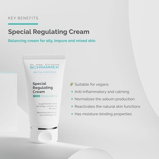 Schrammek Special Regulating Cream (1.7 fl oz) - For Oily & Mixed Skin - Aloe Vera & Vitamin E - Face Moisturizer & Face Cream - Skin Care - Dr