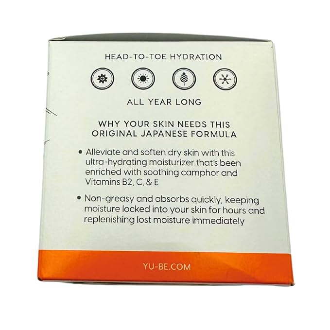 Yu-Be Moisturizing Skin Cream 4.4 Fl. Oz. Jar I Deeply Hydrating Non-Greasy Moisturizer for Severely Dry Skin I Soothing Camphor Calms, Cools, & Relieves Skin I Vitamins Repair & Nourish (2)