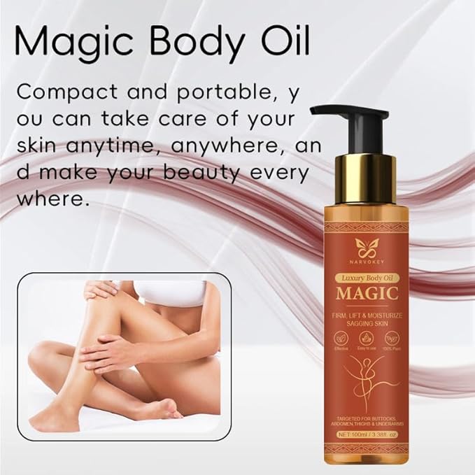 Magic Luxury Firming Body Oil, Hydrating Moisturizes and Firming Skin Oil for Treatment Sagging Skin , Tightens,,Firms With Natural Ingredients Rosehip Almond, Luxury Spa Gifts 3.4fl oz/100ml (1)