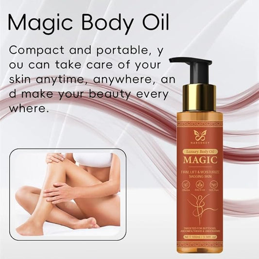 Magic Luxury Firming Body Oil, Hydrating Moisturizes and Firming Skin Oil for Treatment Sagging Skin , Tightens,,Firms With Natural Ingredients Rosehip Almond, Luxury Spa Gifts 3.4fl oz/100ml (1)