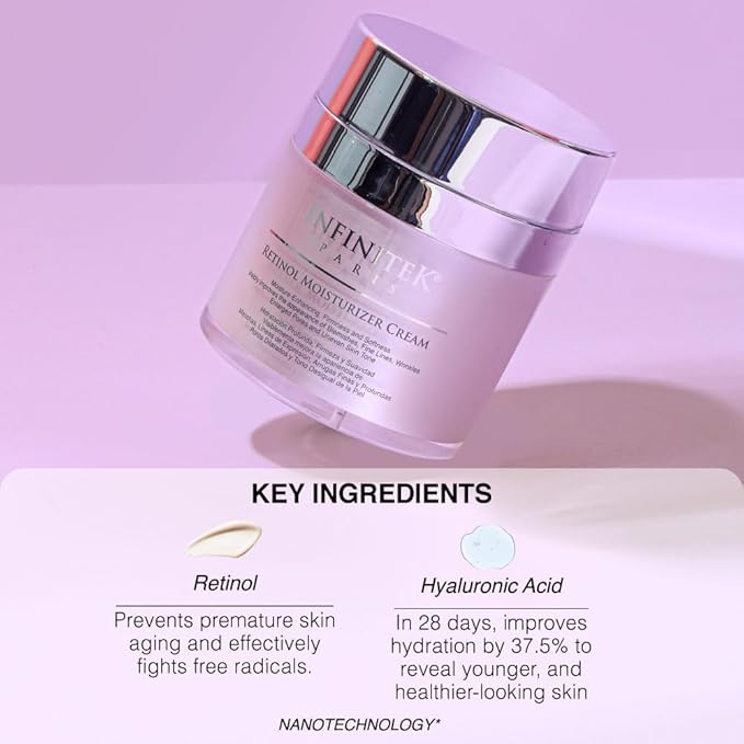 Infinitek Paris Retinol Face Moisturizer Night Cream - Premium Skin Care with Collagen & Vitamin E. Advanced Anti-Aging and Antioxidant Face Cream. Vitamin Enriched Moisturizer for Radiant Skin
