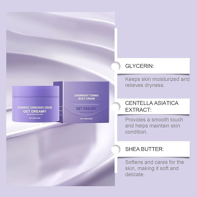 Get Dreamy Overnight Toning Whip, Helps While Sleep Body Firming Cream for Legs and Body (3.53 OZ)