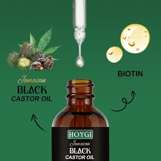 Jamaican Black Castor Oil for Hair Growth, Castor Oil Cold Pressed with Biotin for All Hair Styles 2 Fl Oz/pcs