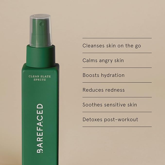 Barefaced Clean Slate Spritz 4 Fl Oz - Hypochlorous Acid Mist for Face & Body, Cleanses Skin on the Go, Setting Spray For Makeup, Boosts Hydration, Reduces Redness, and Soothes Sensitive Skin