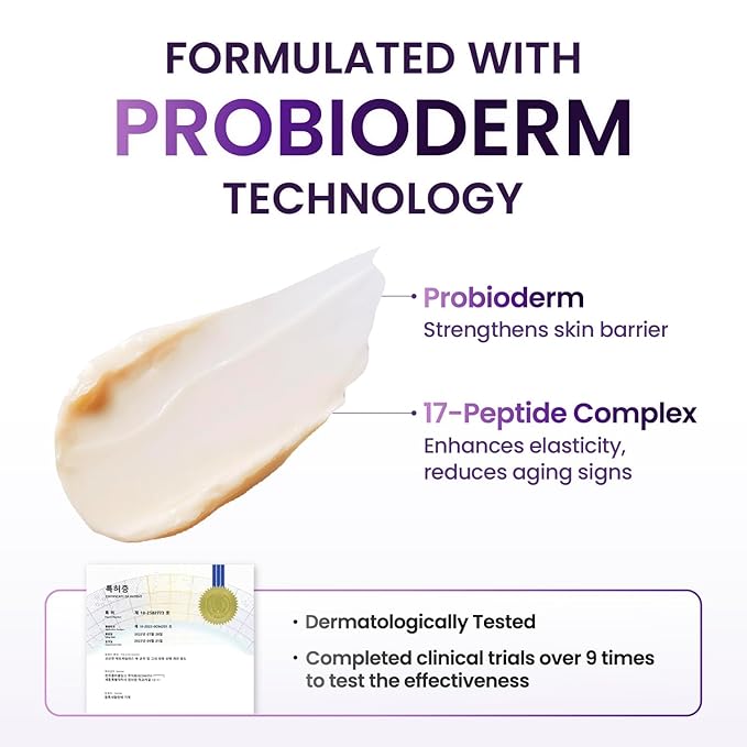 BIOHEAL BOH Probioderm 3D Lifting Cream 1.7 fl oz | Advanced Korean Anti-Aging Probiotics Facial Night Cream Moisturizer with 17-Peptide Complex & Patented Probioderm for Wrinkles on Face and Neck