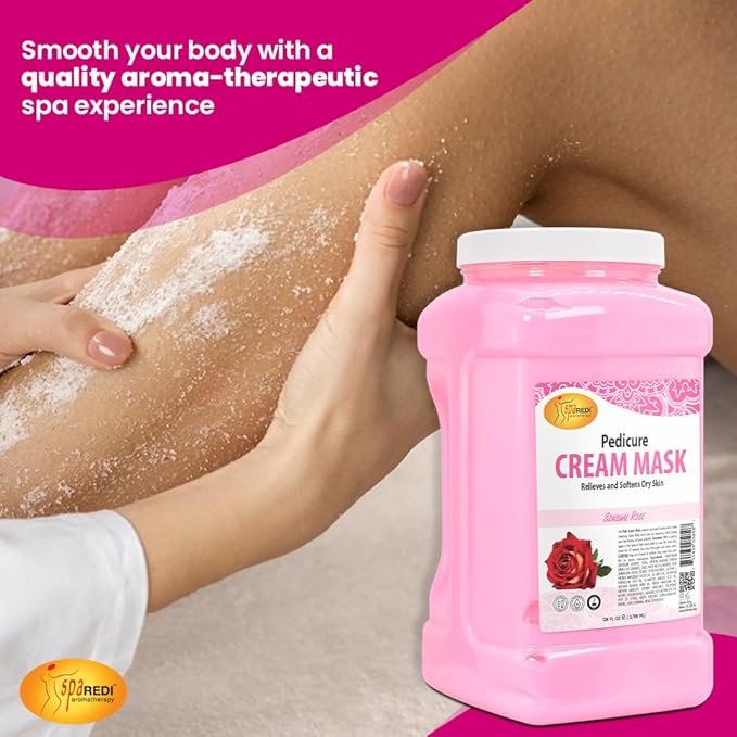 SPA REDI - Body and Foot Cream Mask, Sensual Rose, 128 Oz - Pedicure Massage for Tired Feet and Body, Hydrating, Fresh Skin - Infused with Hyaluronic Acid, Amino Acids, Panthenol, Comfrey Extract