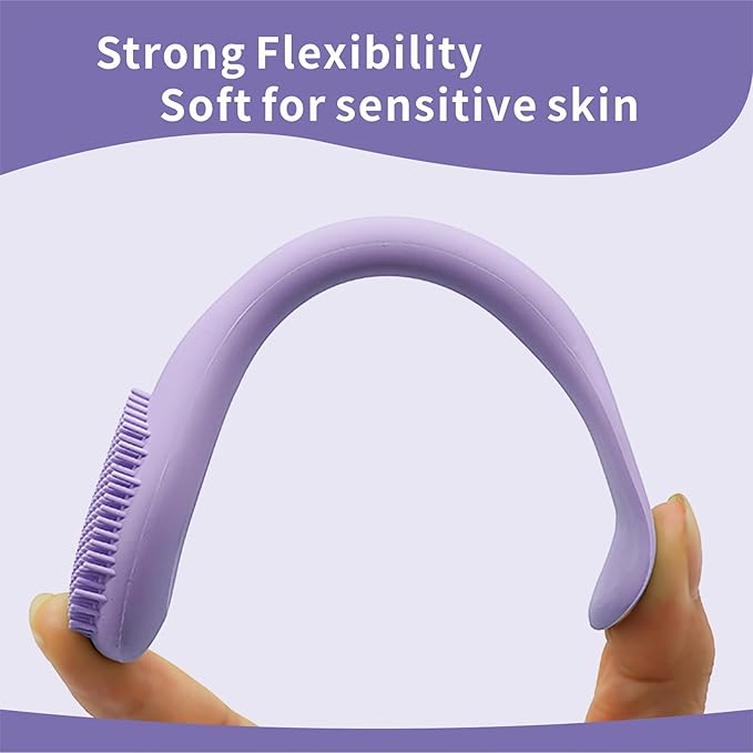 Silicone Face Scrubber, 2 in 1 Face Mask Brush, Pore Brush, Blackhead Remover, Facial Cleansing Brushes, Face Mask Applicator for Mud, Clay(Pink+Purple)