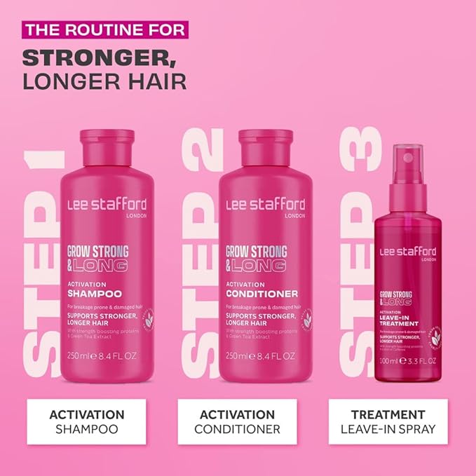 Lee Stafford Hair Growth Leave In Treatment Spray | Grow Strong & Long Collection - Best Conditioner Mist for Dry, Damaged, Frizzy Hair, Detangler, Men & Women, 3.3 Fl Oz