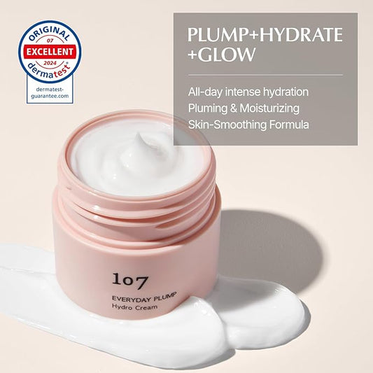 107 EVERYDAY PLUMP Hydro Cream, Lightweight Face Moisturizer with Probiotics, Squalane, and Fermented Ginseng, Hydrates, Nourishes, and Enhances Skin's Radiance and Softness (1.7 fl oz)