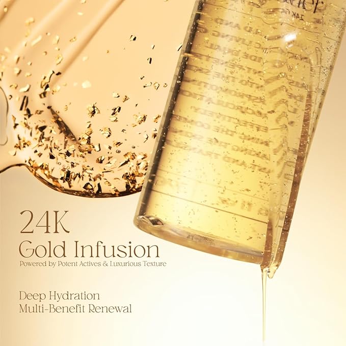 Decoder Liquid Gold Radiance Toner-Serum + 10 Masks | Hydrating Face Toner with Hyaluronic Acid, Rose Water & Centella – Alcohol-Free, 24K Gold Skincare for Sensitive Skin (13.19 Oz)
