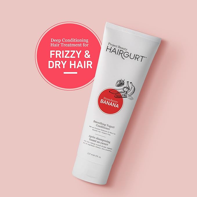 Banana and Strawberry Shampoo and Conditioner Set - Sulfate-Free for Dry, Damaged Hair - Ultra-Nourishing Repair with Natural Ingredients - Salon-Grade Moisture - 8 Oz