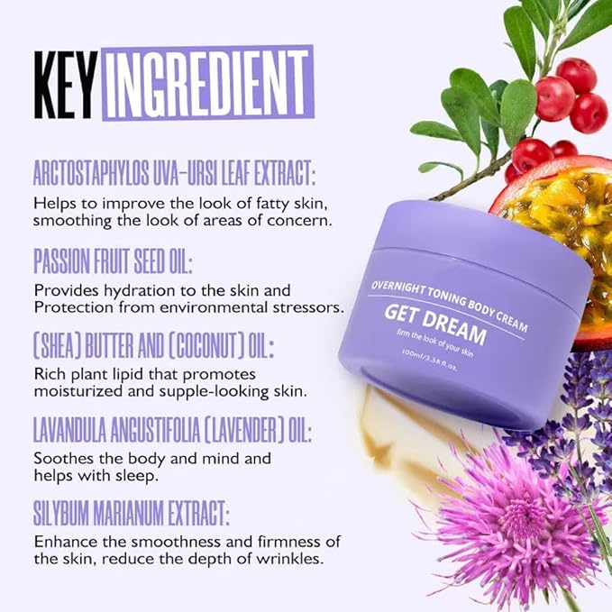 Overnight Toning Body Firming Cream, Body Firming Cream Cellulite Remover for Legs and Body,Smooth & Tight Skin, Help Reduce Fine Lines & Wrinkles for All Skin Types