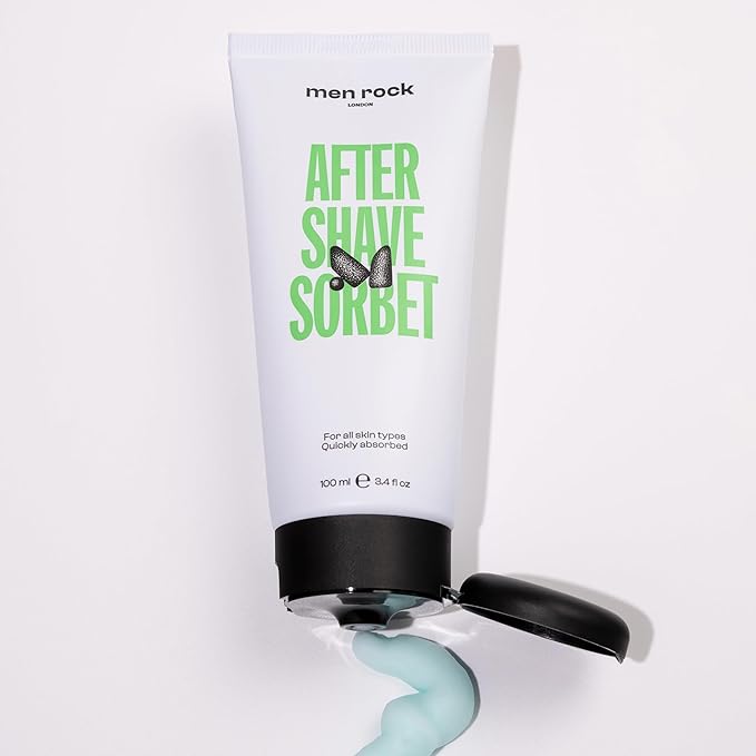 Men Rock After Shave Sorbet - Face Moisturizer - Soothing Aftershave for Men - Mens Skincare Products - Post Shave Balm - Face Lotion - 3.4 oz