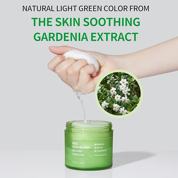 Real Cica Calming Zero Pore Toner Pads 70 Sheets Big Embo, Korean Beauty Facial Pads, Centella Asiatica, PHA, LHA, and Madecassoside, for Pore Tightening, Moisturizing, Hypoallergenic