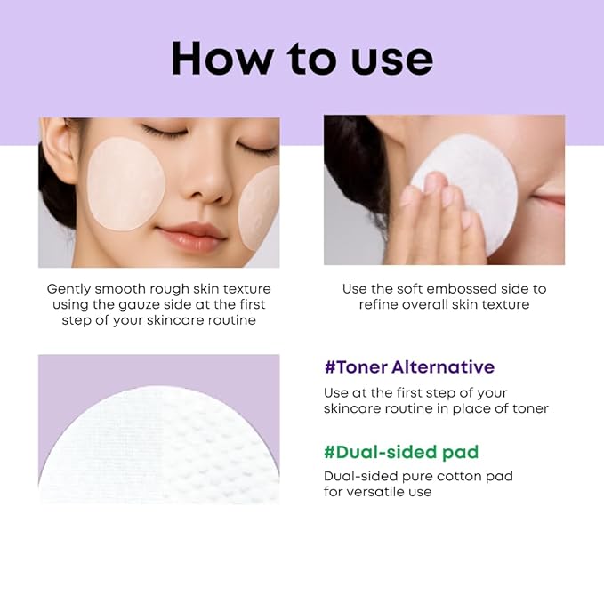 Eggplant Peeling Toner Pads – Korean Toner Pads Exfoliating, Dual Action for Pore Care & Skin Barrier, Improves Rough and Dull Skin, Removes Dead Skin & Blackheads, Dual Side Cotton, 50 Pad