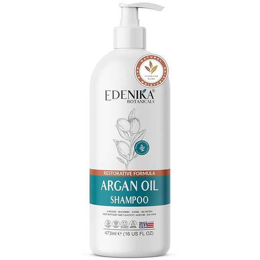 Moroccan Argan Oil Shampoo with Biotin | Repairs Treated, Dry & Damaged Hair, Deeply Hydrating & Nourishing, Paraben & Sulfate Free, Men & Women (16 fl oz Each)