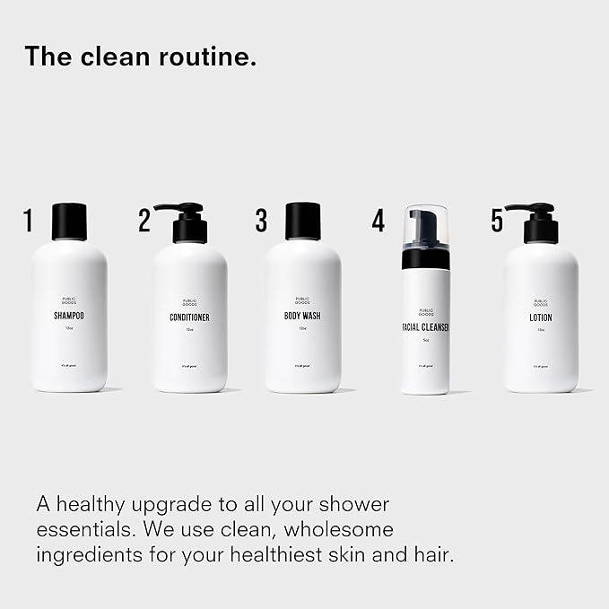 Public Goods Shampoo for Women & Men | Natural Gentle Shampoo to Cleanse & Nourish All Hair Types | Made with Organic Essential Oils | Sulfate & Paraben Free | Vegan | Made in Canada | 12 Fl Oz Bottle