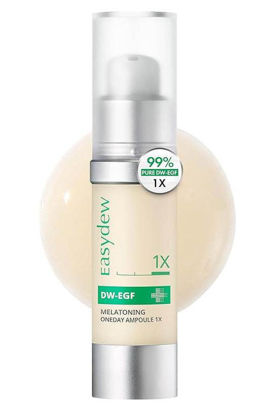 Easydew DW-EGF Melatoning Ampoule 1X - Hydrating Dark Spot Serum with Niacinamide & Glutathione for Uneven Skin - Fast Absorbing Day & Night Ampoule Korean Skin Care (Bottle 1.01 fl oz, EGF 1X)