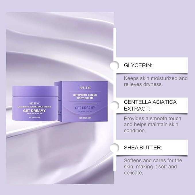 Get Dreamy Overnight Toning Whip – Radiant Skin Tightening & Firming Cream for Body, Butt & Belly Anti-Cellulite, Loose Skin & Wrinkle Reduction Hydrating Night Cream for Youthful