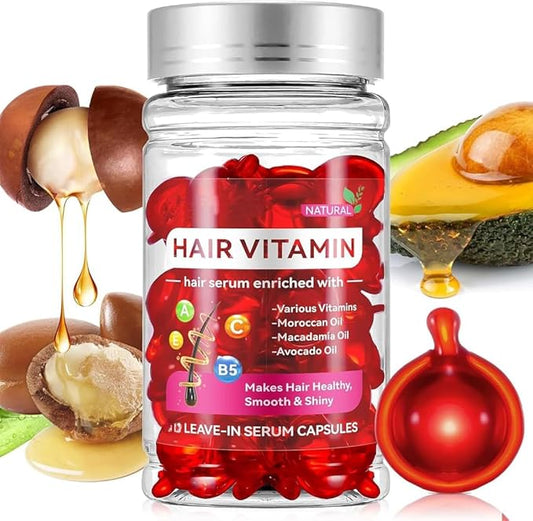 Hair Treatment Serum - 40 Hair Care Capsules - Hair Growth Serum - With Argan Macadamia & Avocado Oils - Vitamins A, E, & Pro B5 - Conditioner for Women & Men