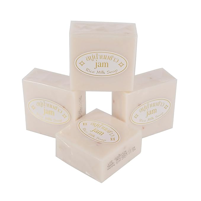 Handmade Genuine Thai Rice Soap 4/8/12PCS sets. 65g/PCS,Cold - Processed.Great for bath, hands, face & gifting (4PCS)