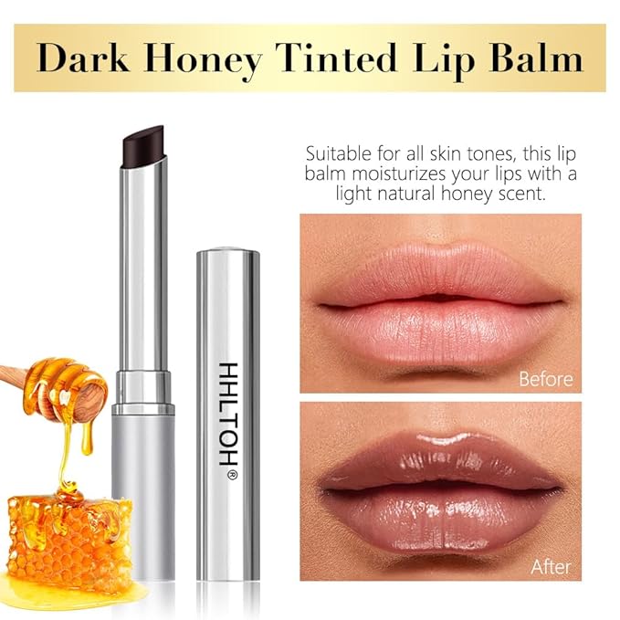 1PCS Honey Tinted Lip Balms Lip Stain, Sheer Hydrating Lip Balm for Women All Skin Tones, Korean Natural Black Cherry Lip Tint Moisturizing Nourishing Lips Balm Lipstick, Bálsamo labial con color miel