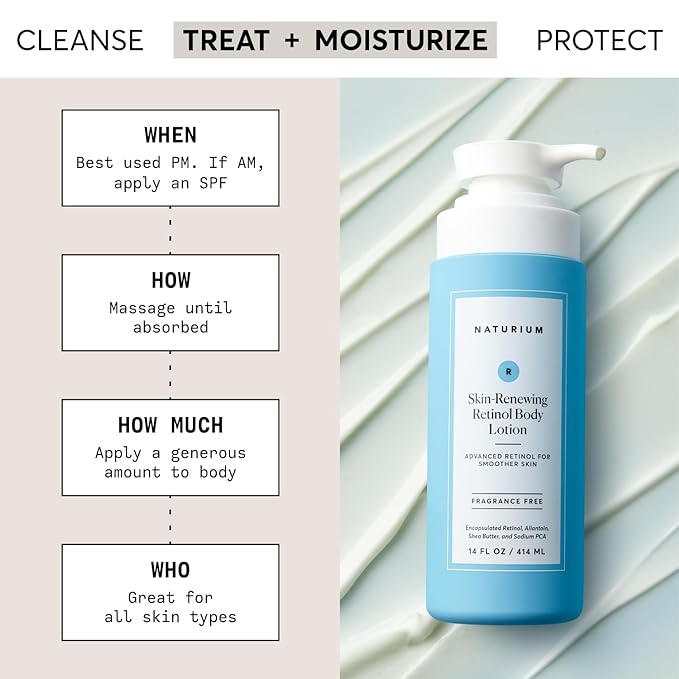 Naturium Skin-Renewing Retinol Body Lotion Jumbo, Advanced Firming Anti-Aging Skin Care, with Encapsulated Retinol & Shea Butter, 14 oz