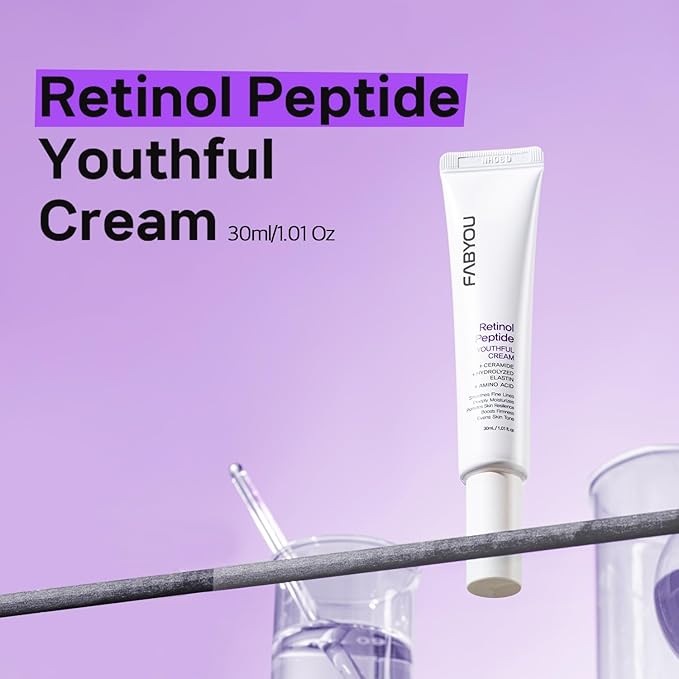 Retinol Peptide Youthful Cream 1.01 fl oz - Korean Skincare with Retinol & Peptides for Firming, Fine Lines, from Face to Neck and Eye Area, Fast Absorbing Texture