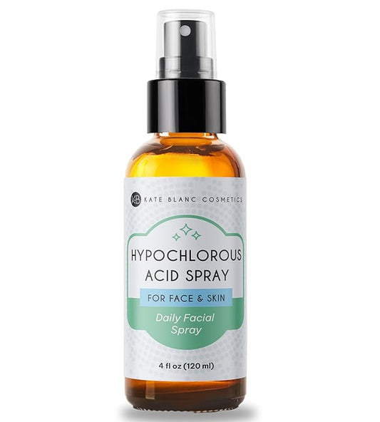 Kate Blanc Cosmetics Hypochlorous Acid Spray for Face and Skin. Gentle Facial Cleanser for Acne and Body with .02% HOCl (4oz)