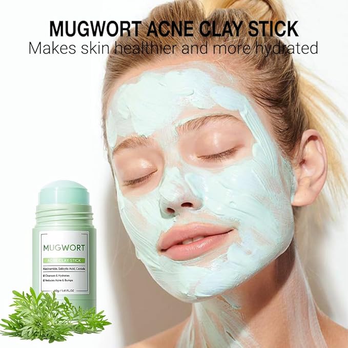 Clay Mask For Face Skincare, Blackhead Remover Face Mask with Mugwort Extract, Deep Pore Cleansing, Moisturizing, Skincare Facial Mask for Refining Pores and Controlling Oil, 40g/1.35oz