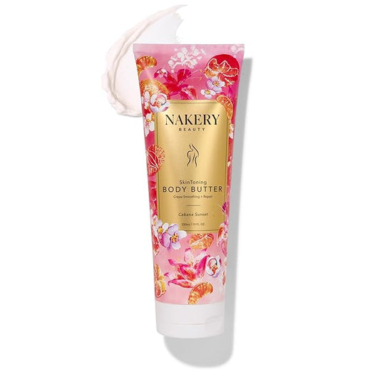 Nakery Skin Toning Body Butter for Women - Firming Body Lotion for Women - Peptide Infused Body Lotion for Crepey & Sagging Skin - Firming Lotion for Neck, Arms & Legs - Cabana Sunset