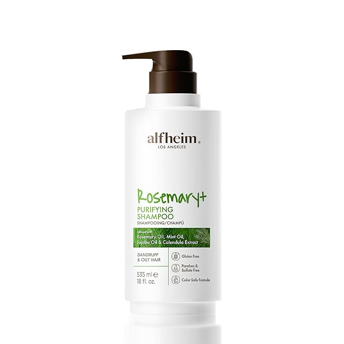 ALFHEIM Rosemary+ Purifying Shampoo | Rosemary & Mint Infused | Refreshes Scalp, Removes Build-Up & Balances Oil | Gentle for Oily Hair & Sensitive Scalp | Sulfate-Free | 18 fl oz