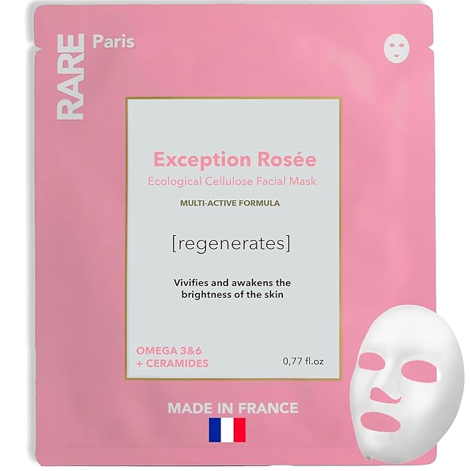 Exception Rosée - Regenerating Facial Sheet Mask - Hydrating & Brightening - With Ceramides & Omega-3 & 6 - Brightening, Firming & Revitalizing - Multi-Active Serum Formula - 1 Pack