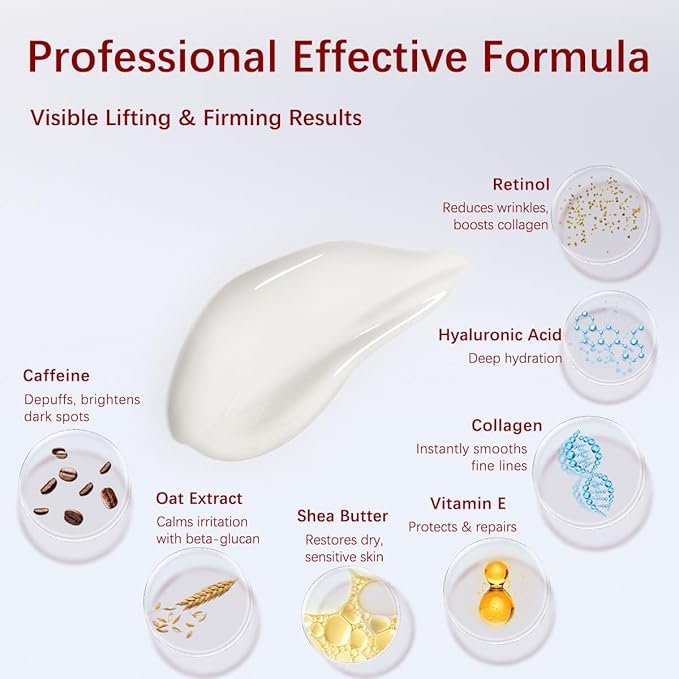 Neck Firming Cream, Anti-Aging Tightening And Lifting Treatment With Peptides, Retinol, Collagen & Hyaluronic Acid Cream For Neck, Face and Chest (1.7 Fl Oz)