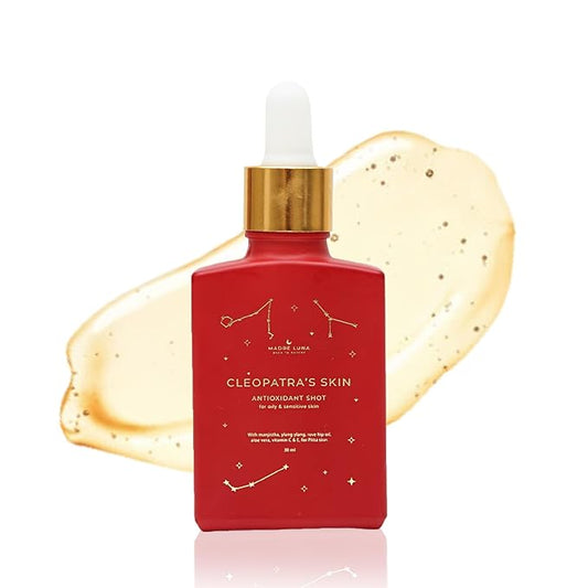 CLEOPATRA'S SKIN Moisturizing Serum – Ayurvedic Face Oil for Oily & Sensitive Skin – Antioxidant, Anti-Aging & Hydrating with Pomegranate & Manjistha, Non-Greasy & Collagen-Boosting Glow Oil
