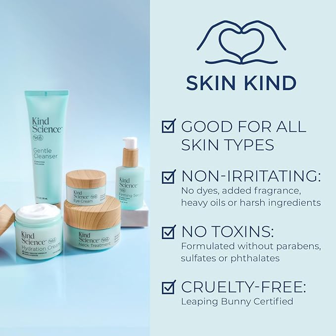 Kind Science by Ellen DeGeneres Face & Neck Duo - 2-Piece Skin Care Set with Hydration Cream Face Moisturizer & Neck Treatment for Firming & Tightening - Anti Aging, Visibly Reduces Wrinkles