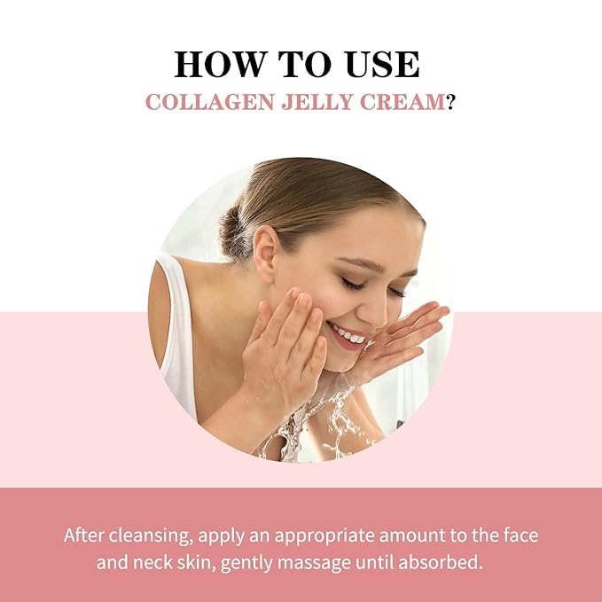 Collagen Jelly Cream,Contains Niacinamide & Freeze Dried Hydrolyzed Collagen, Boosts Elasticity & Hydration,Reduce Fine Lines & Dullness,Improves Glowy Skincare Cream(3.38 fl.oz)